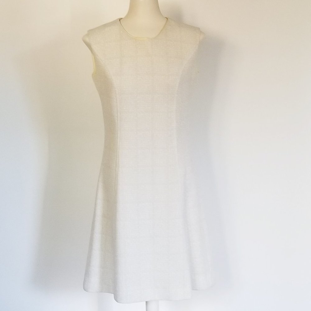 Vintage Silver & White Shift Dress (S/M)